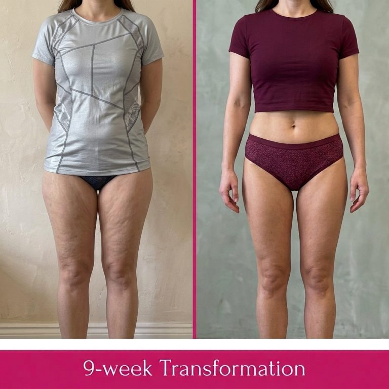 Before and after wearing the Sculpt Leggingz – Isabelle
